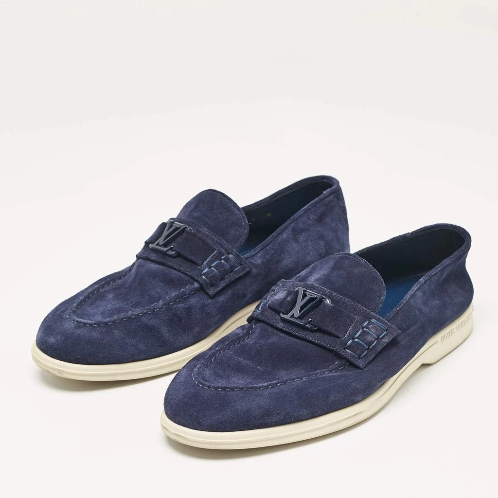 Louis Vuitton Louis Vuitton Navy Blue Suede Estate Loafers Size 40 2
