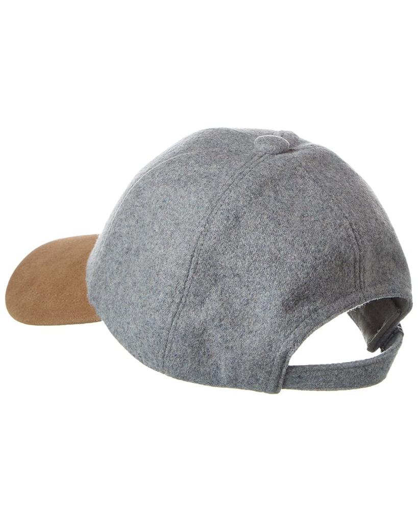 Bruno Magli Leather-Trim Wool-Blend Baseball Cap