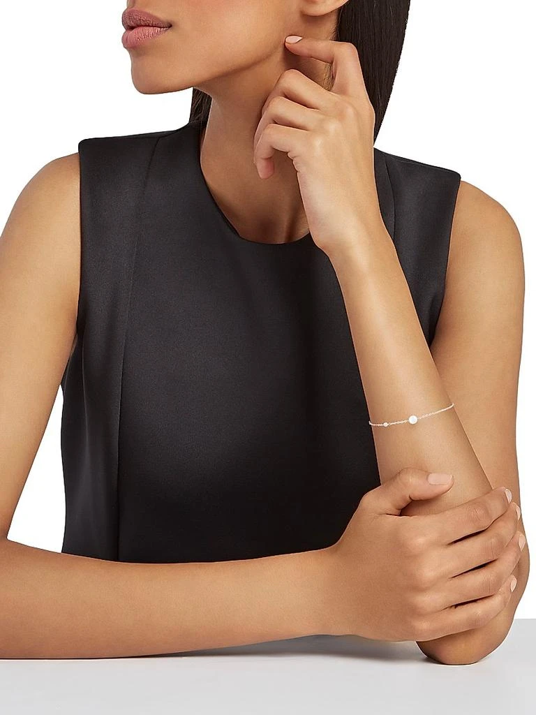 Mikimoto 18K White Gold, Diamond & 5MM Round White Akoya Cultured Pearl Station Bracelet 2