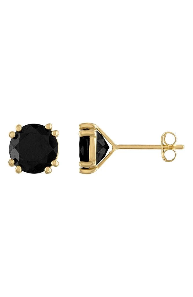 FUZION CREATIONS Round Black Sapphire Stud Earrings