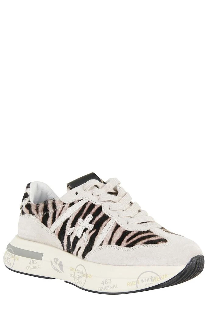 PREMIATA Nude Ponyhair Low-Top Sneakers With Suede Inserts