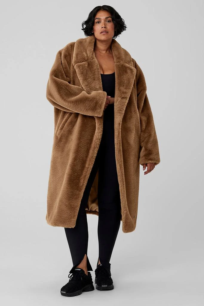 Alo Oversized Faux Fur Trench - Toasted Almond 5