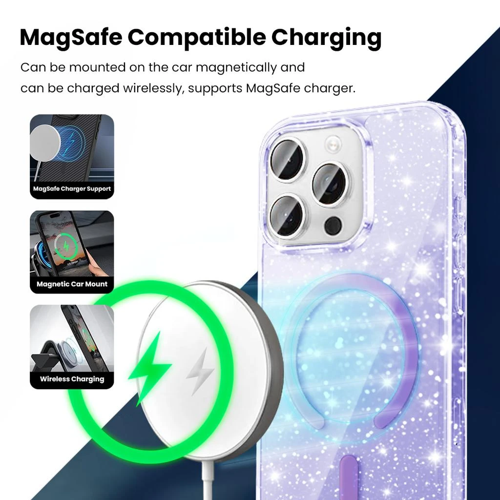 ENTRONIX Entronix [Magnetic] Case Compatible with iPhone 15 Pro - [Hard Back] Glitter Color 5