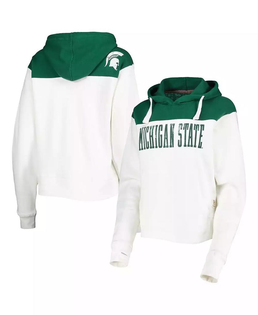 Pressbox Women's White, Green Michigan State Spartans Chicago 2-Hit Yoke Pullover Hoodie