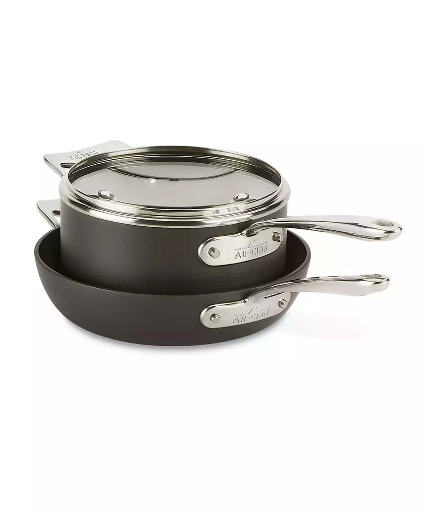 All-Clad Essentials Hard Anodized Nonstick Cookware Set, 2-piece Fry and Sauce Pan with lid Set 4