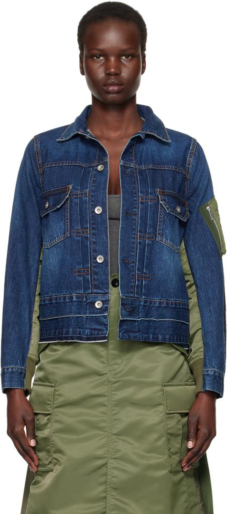 Shop Navy Wool Melton & Denim Jacket on Sale at BeyondStyle – Get