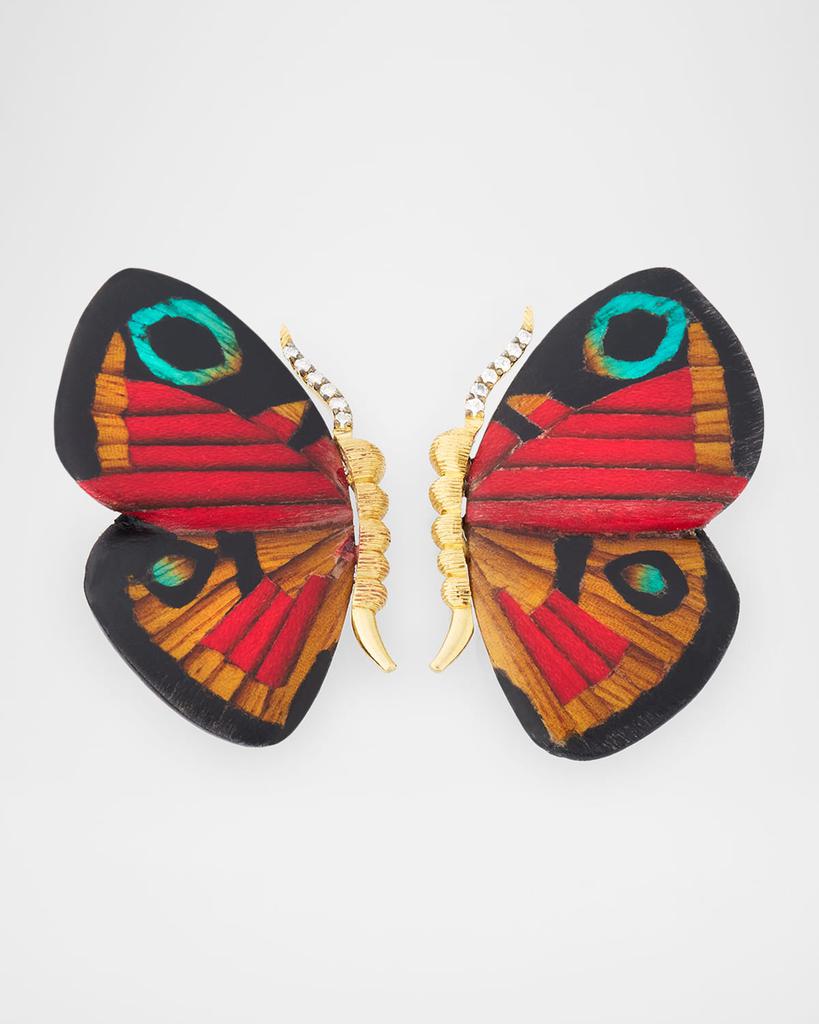 Silvia Furmanovich Butterfly Marquetry Earrings with Diamonds