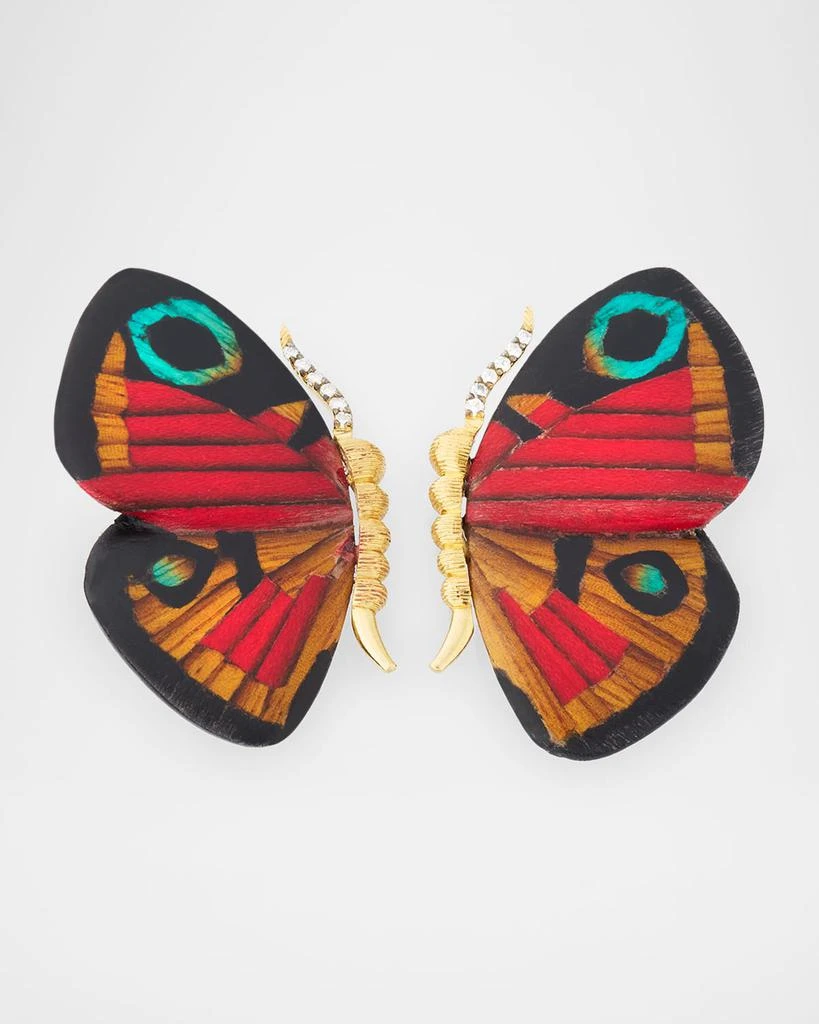 Silvia Furmanovich Butterfly Marquetry Earrings with Diamonds 1