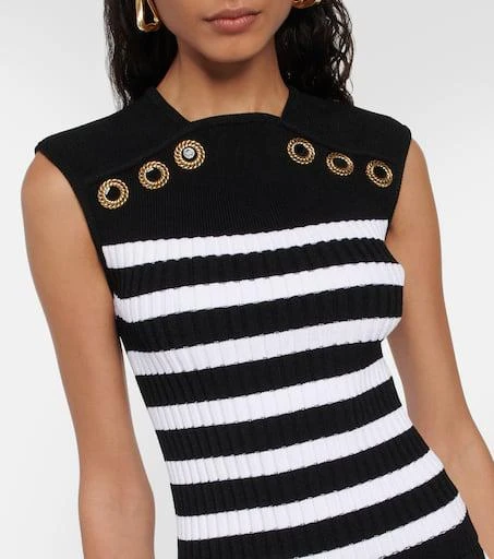 Balmain Striped ribbed-knit top 4