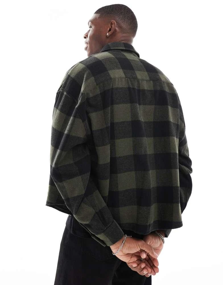 ASOS ASOS DESIGN boxy volume oversized shirt in green and black buffalo check 3