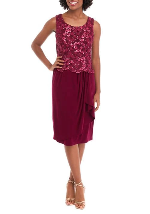Maya Brooke Brooke Womens Crew Neck Solid Jacket Dress 4