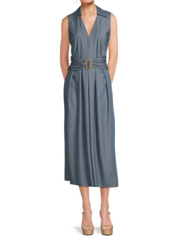 HALSTON ​ Belted Midi-Dress 1
