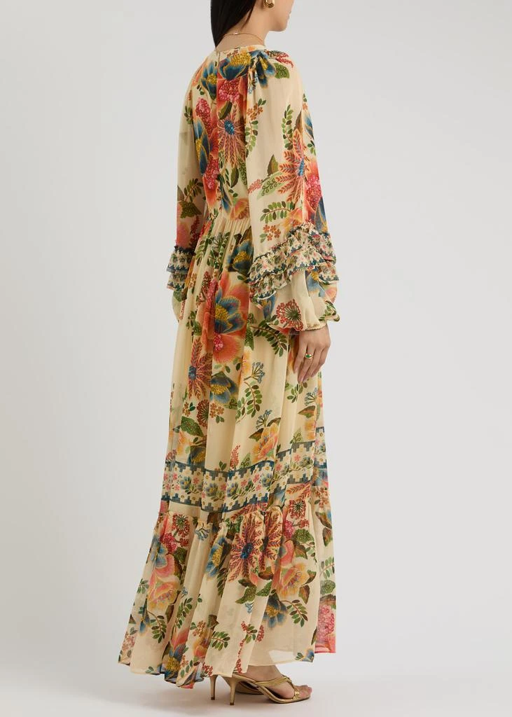 Farm Rio Delicate Garden printed chiffon maxi dress  3