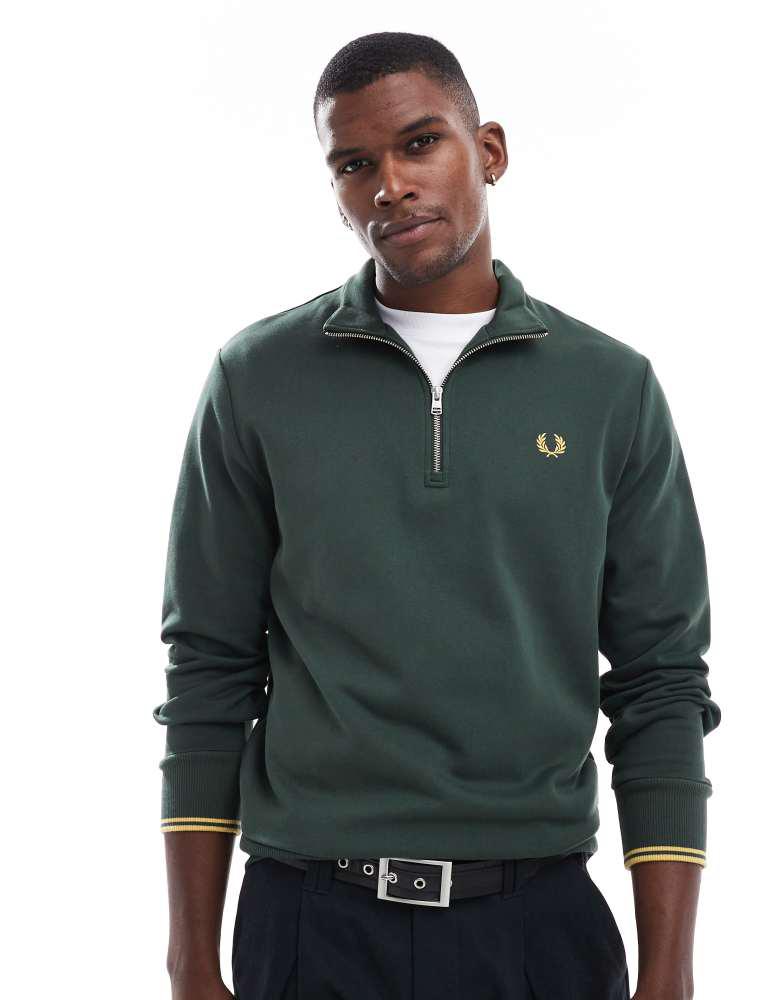 FRED PERRY Half Zip Sweatshirt XL Fred Perry Midnight Blue Half