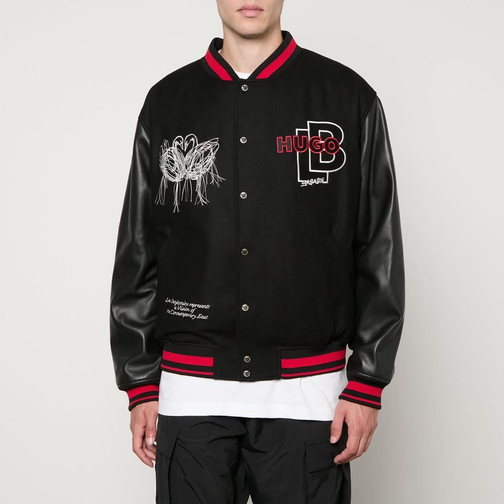 LES BENJAMINS ボンバージャケット HUGO x Les Benjamins Oguz_LB Leather Varsity Jacket – On Sale Now