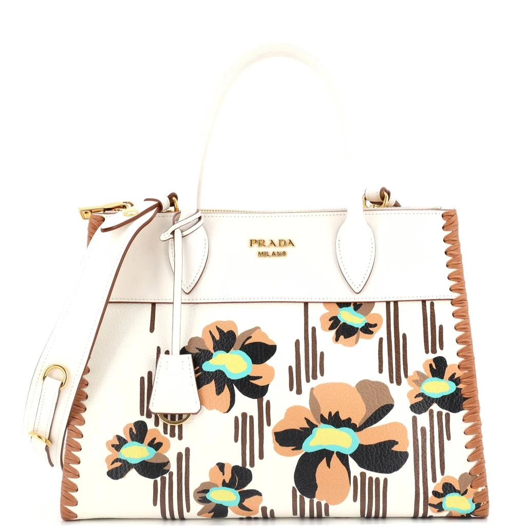 Prada Paradigme Tote Whipstitch Printed Leather Medium 5