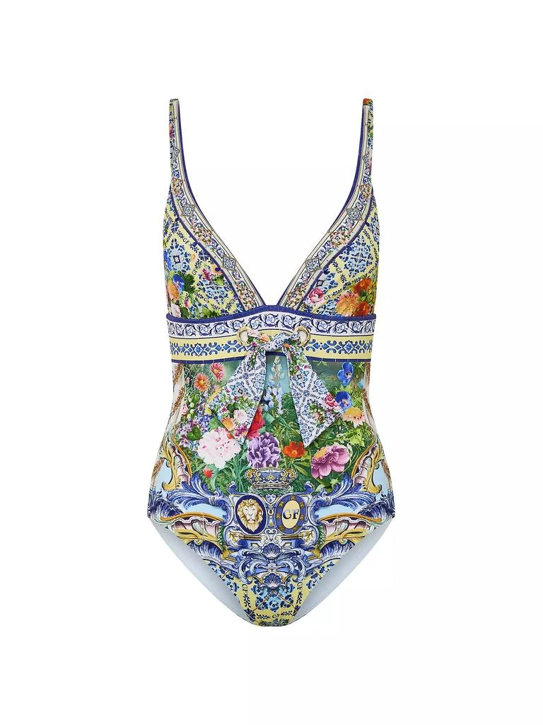 Camilla Printed Eyelet Tie One-Piece Swimsuit 1