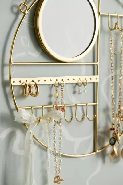 Urban Outfitters Round Mirror Hanging Jewelry Organizer 2