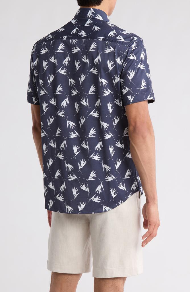 BUGATCHI Miles Short Sleeve Stretch Button Up Shirt