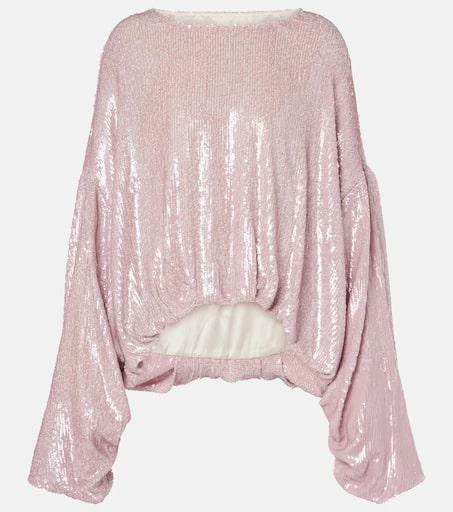 Dries Van Noten Sequined gathered blouse 1