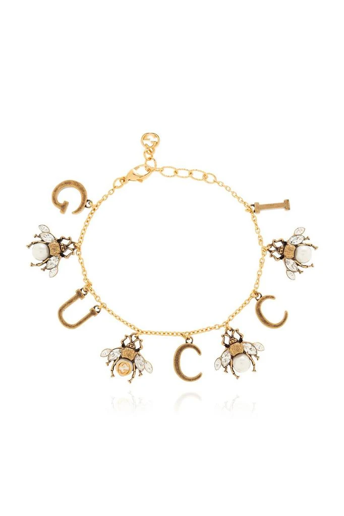 Gucci Gucci Logo Charms Bee Embellished Bracelet 1