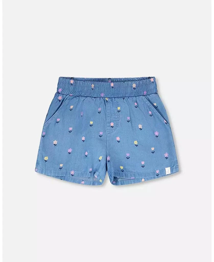Deux par Deux Big Girls Chambray Flower-Print Shorts