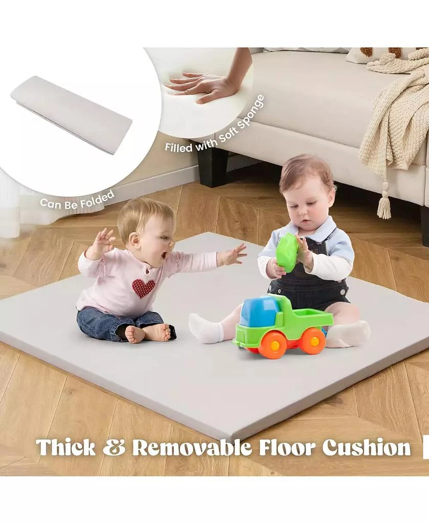 Mecale 6-in-1 Kids Play Tent Playhouse with Blackboard 6 Storage Bins and Floor Cushion 5