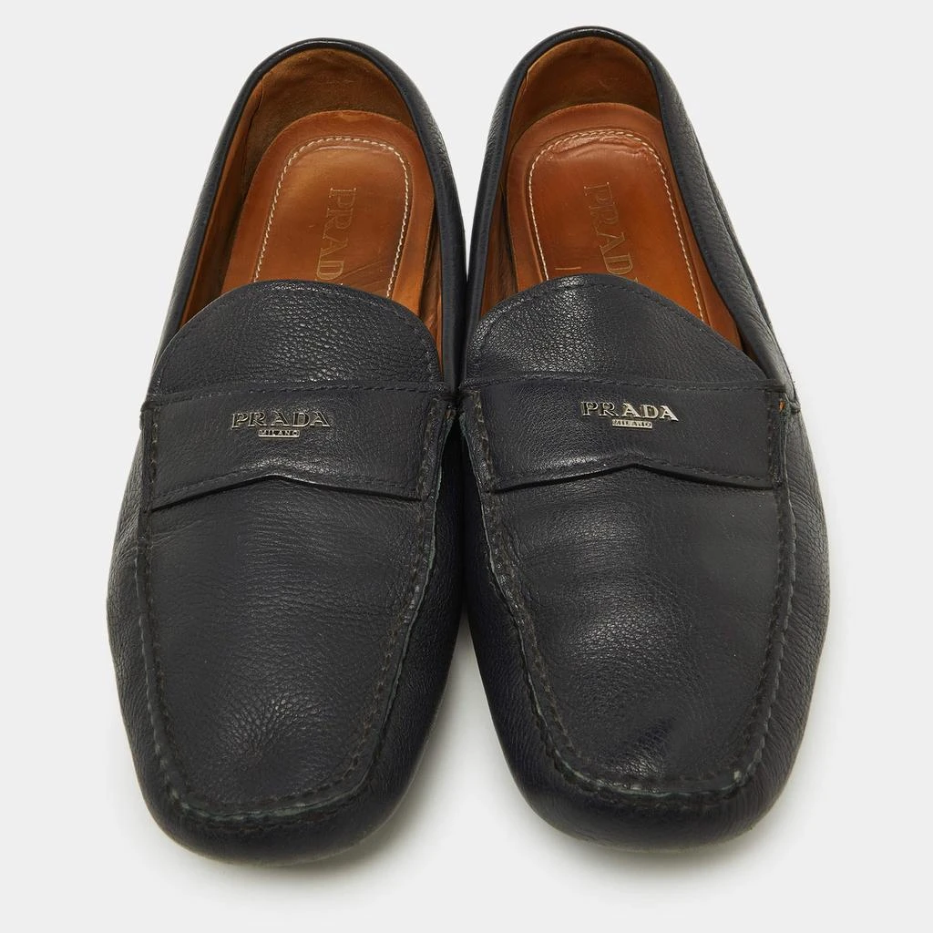 Prada Prada Blue Leather Slip On Loafers Size 46 3