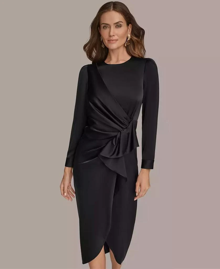 knee length dresses for ladies Shop Now: Wholesale Satin Strappy Ruched Midi Dress main image 0