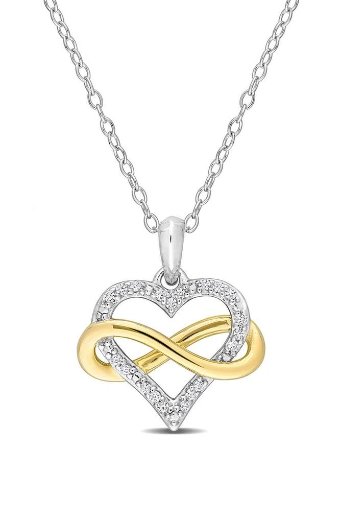 DELMAR Sterling Silver 
CZ Infinity Heart Pendant Necklace