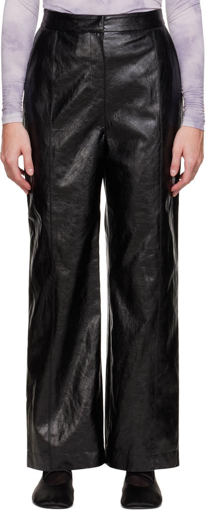 LVIR Black Grained Faux-Leather Pants