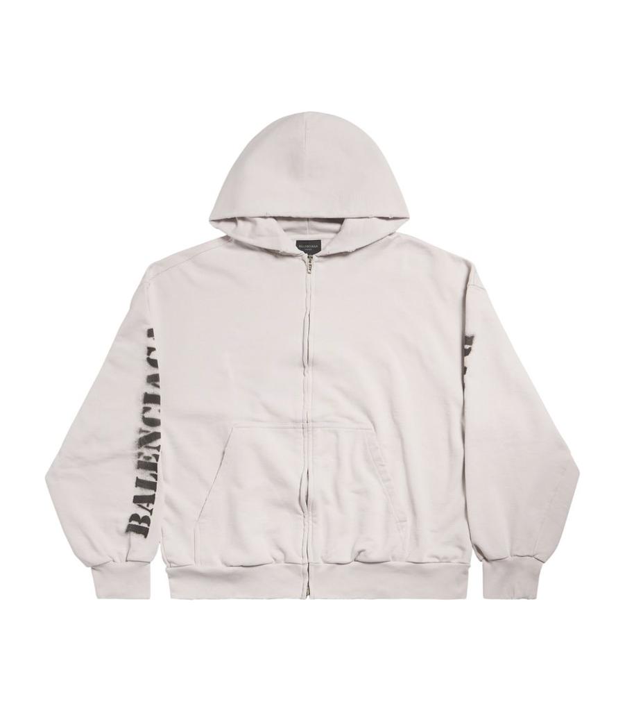BALENCIAGA＊STENCIL TYPE ZIP-UP HOODIEロゴフーディー＊送料込 BALENCIAGA＊STENCIL TYPE ZIP-UP HOODIEロゴフーディー＊送料込