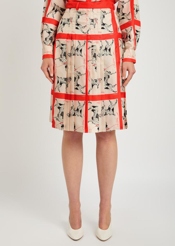 SS DALEY Pointer printed silk midi skirt