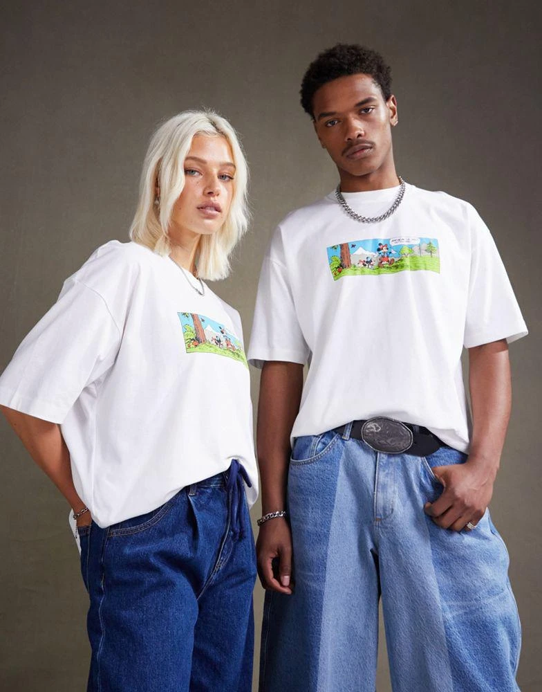 ASOS ASOS DESIGN Disney unisex oversized t-shirt with Mickey Mouse comic strip prints in off white 1