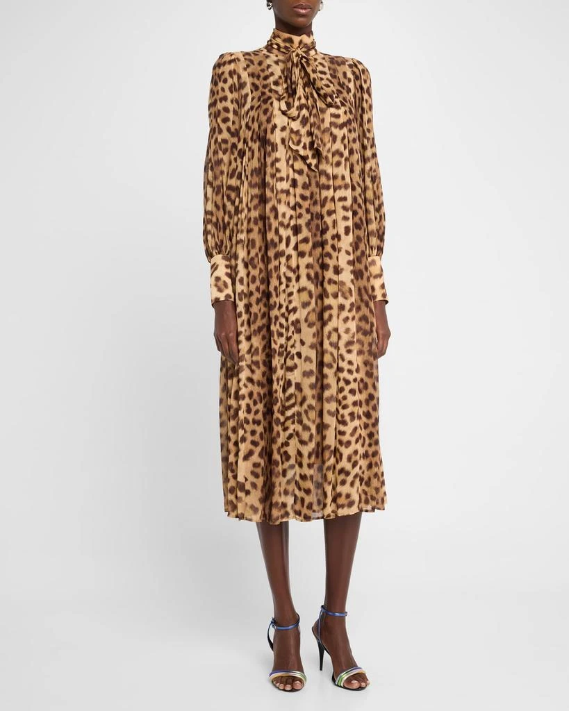 Zimmermann Crush Tie Neck Leopard Midi Dress 2