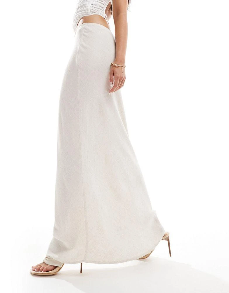 New Look New Look linen maxi skirt in stone 4