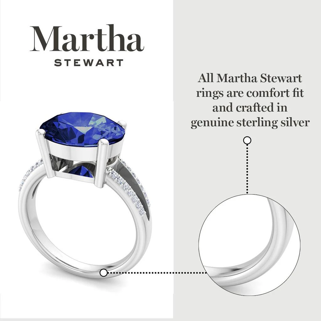 Martha Stewart 4 1/2 Carat Oval Shape Gemstone Ring with Lab Grown Diamonds in Sterling Silver, Choose Your Gemstone 4