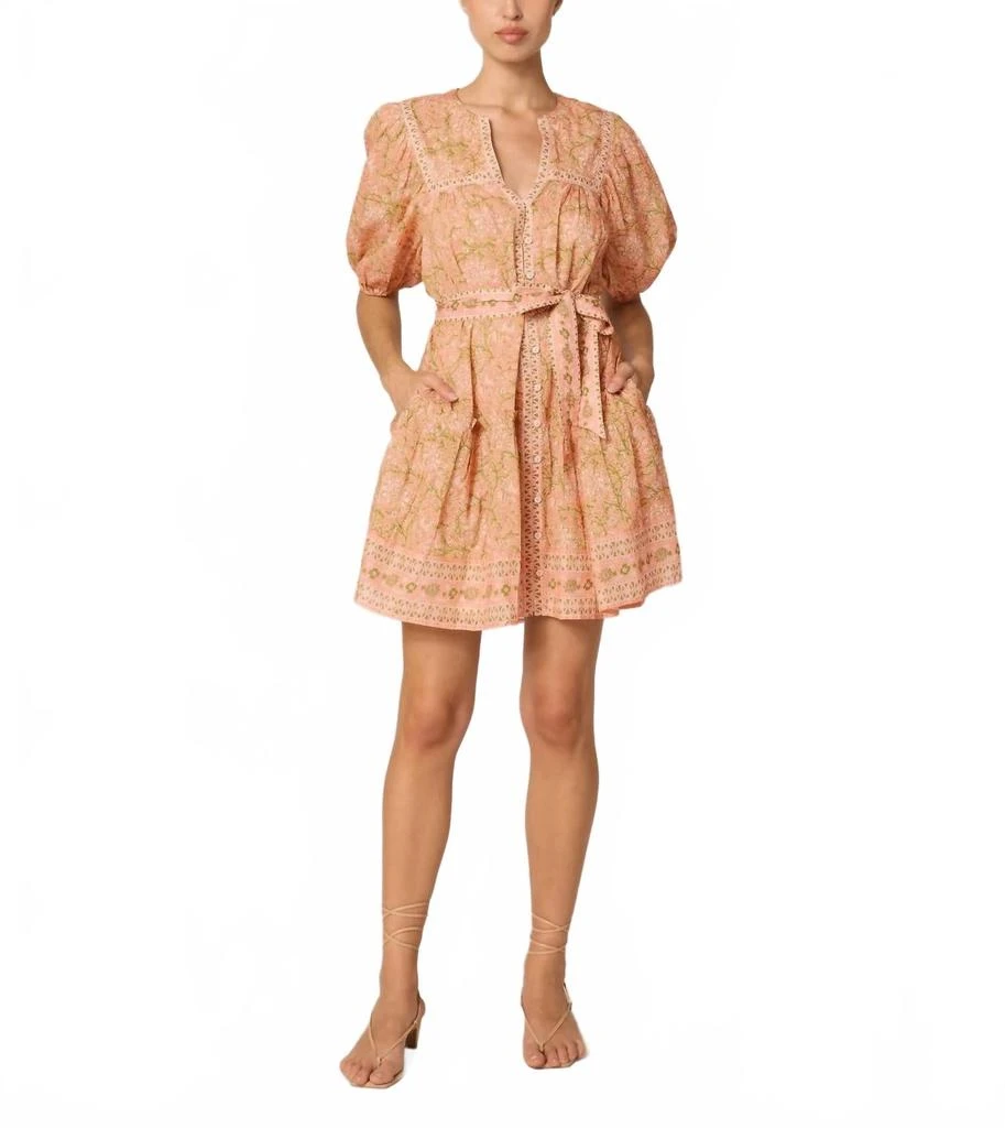 knee length dresses for ladies Calista red floral-detail short-sleeve mini dress