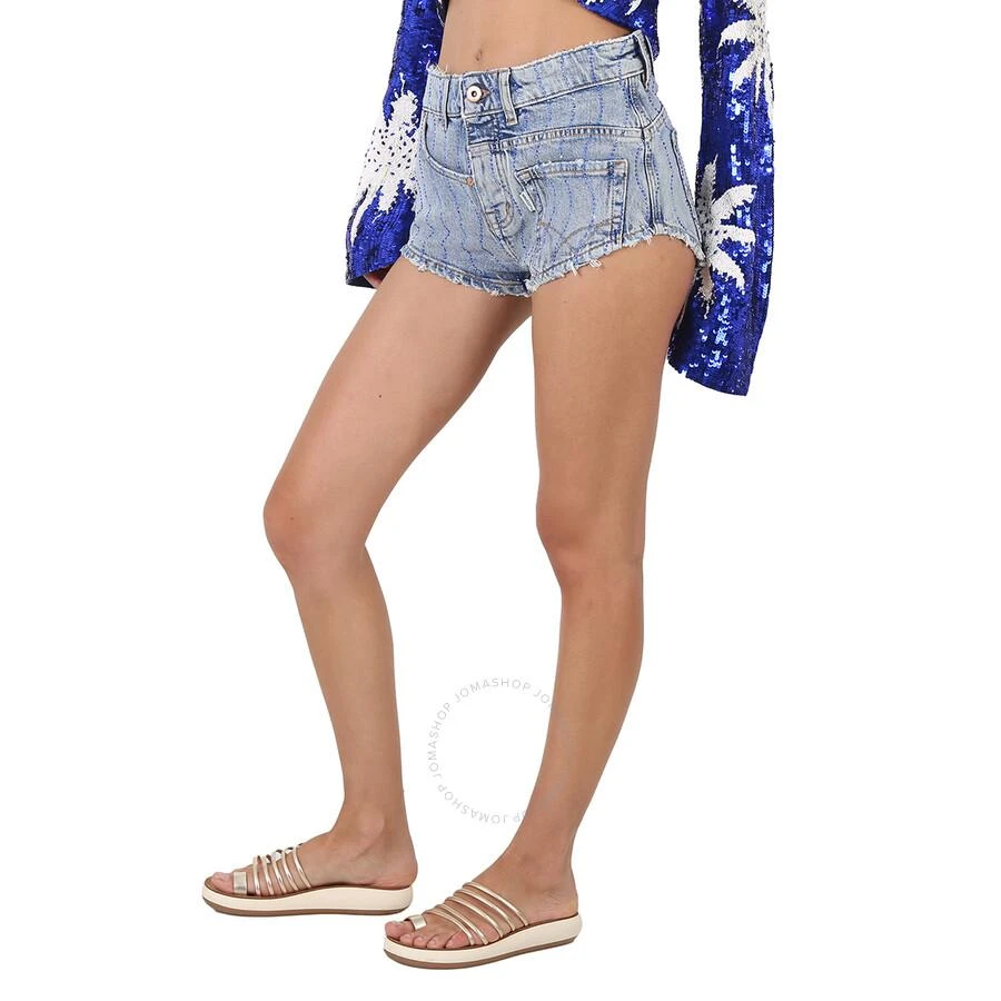 Filles A Papa Twisted Denim Shorts in Ocean Blue 3