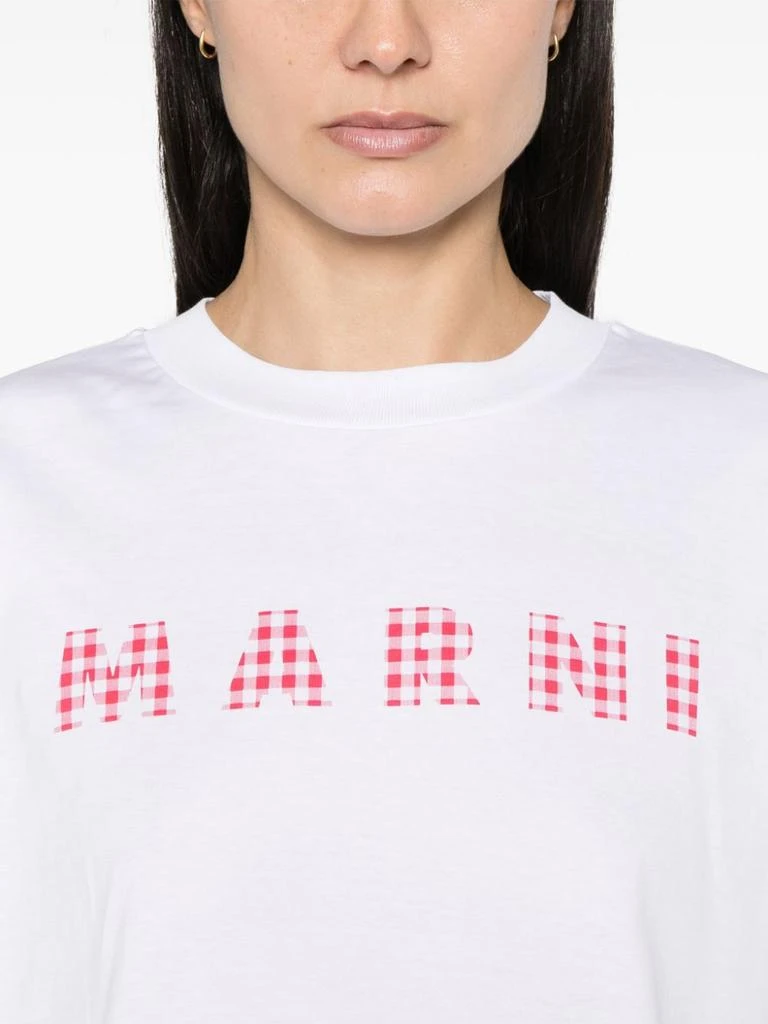 Marni WHITE MC T-SHIRT RED CHECKED LOGO 2