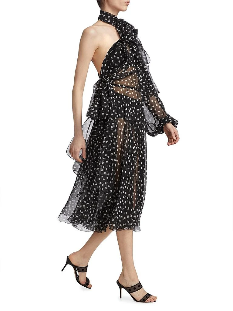 Dolce & Gabbana Sheer Polka Dot Chiffon Silk One-Shoulder Midi Dress 2