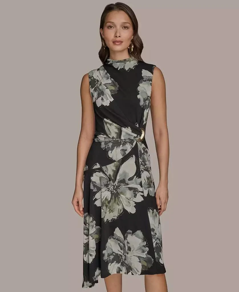 green emerald velvet dress Linen Blend Sleeveless Square Neck Dress | Fit and Flare main image 1
