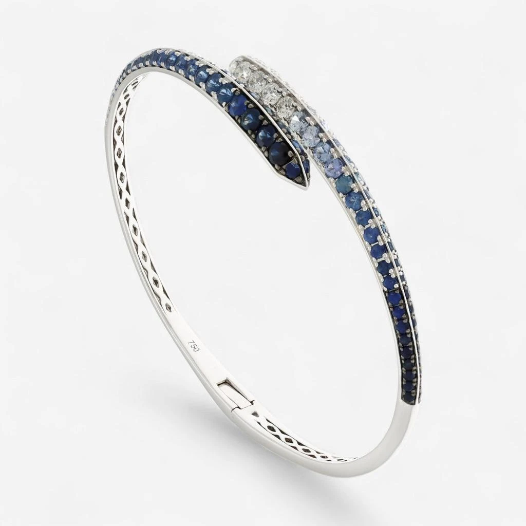 Alberto Milani Alberto Milani Ombre 18K White Gold Diamond
Blue Sapphire Bypass Cuff Bracelet G0063E 2