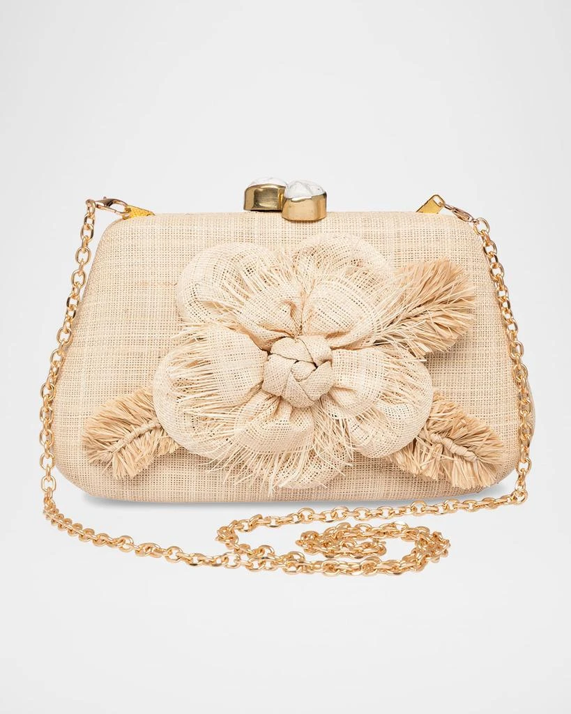 Rafe Rosie Flower Straw Clutch Bag 4