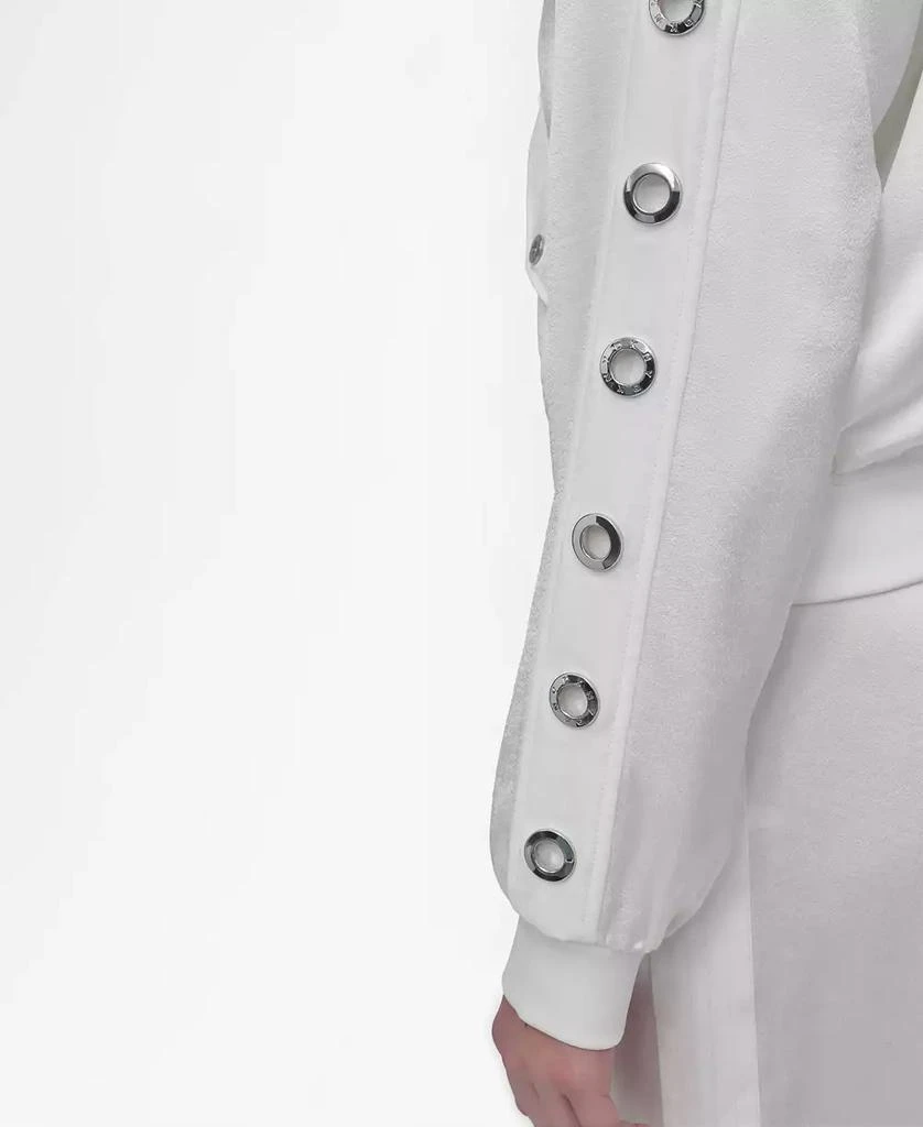 DKNY Women's Long-Grommet-Trim-Sleeve Satin Bomber Jacket 5