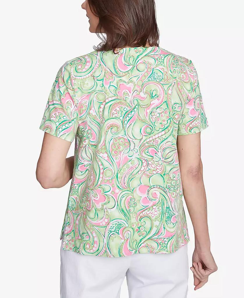 Alfred Dunner Petite  Abstract Scroll Crew Neck Top