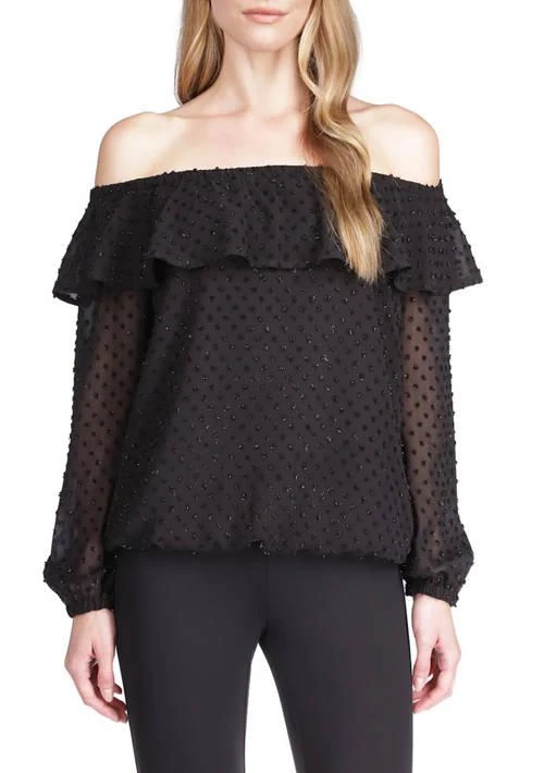 Michael Kors Michael Kors Womens Clip Dot Off The Shoulder Top 1