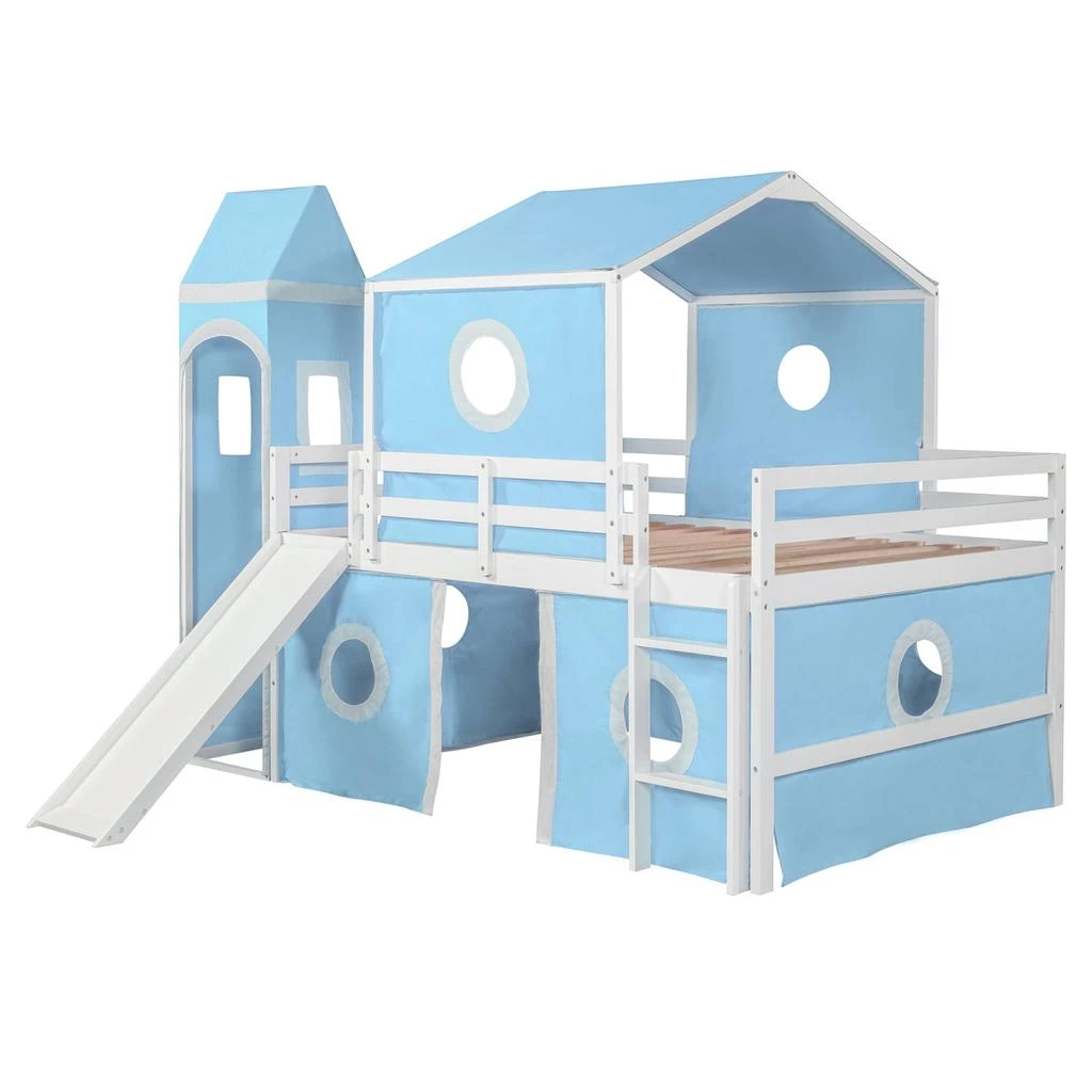 Streamdale Furniture Streamdale Full Size Loft Bed with Slide Tent and Tower 6