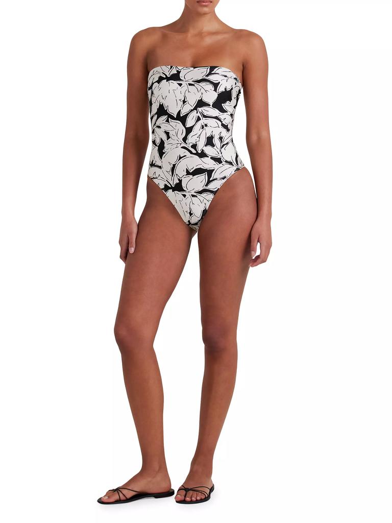 Peony Strapless Floral One-Piece Swimsuit
