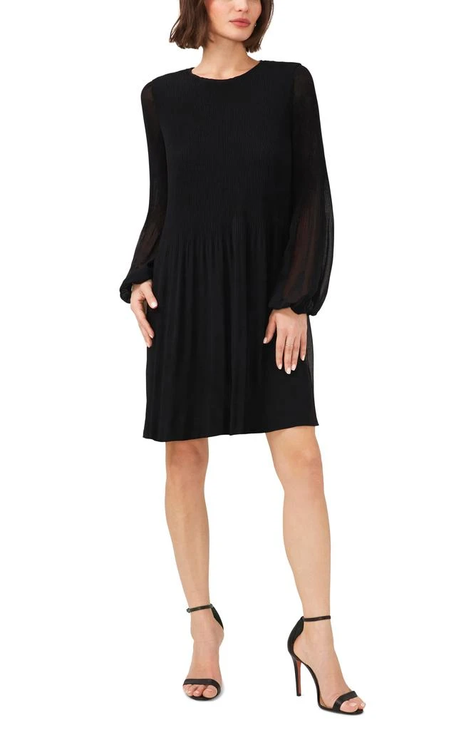 halogen plisse long sleeve dress Halogen Long Sleeve Metallic Pliss Midi